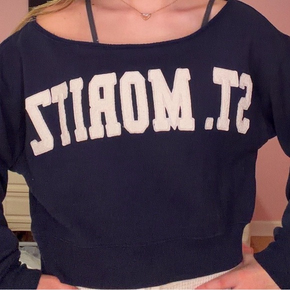 Wild Fable ST. MORITZ Woman’s XS; Off The Shoulder, Cropped Sweatshirt. - Picture 7 of 7